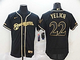 Brewers 22 Christian Yelich Black Gold Nike 2020 Flexbase Jersey,baseball caps,new era cap wholesale,wholesale hats